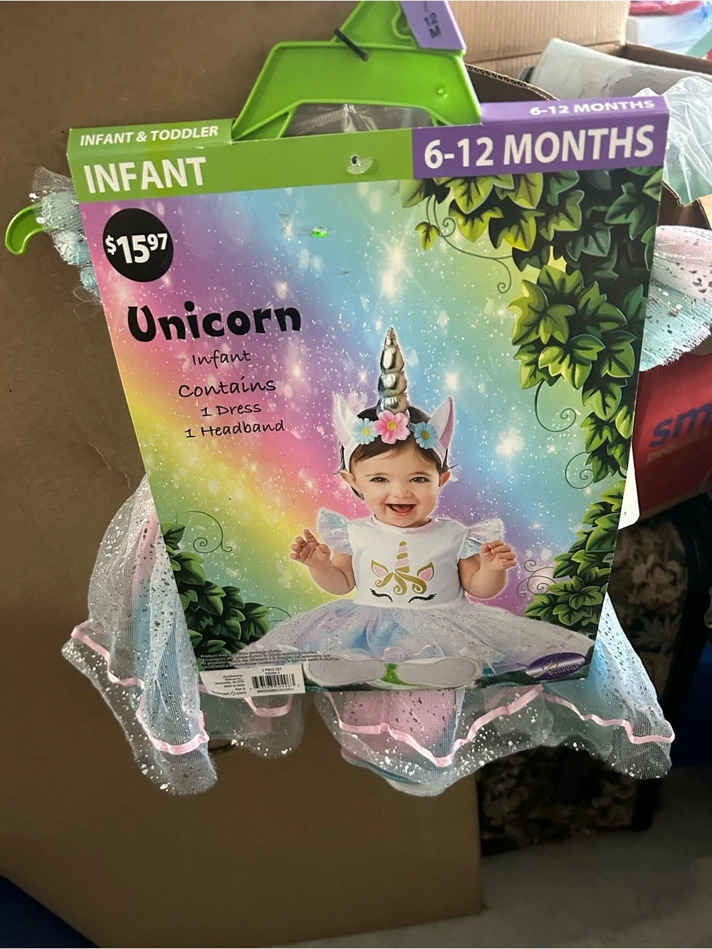 Unicorn Infant Dress & Headband Costume - 6-12 Months - Pastel Pink/Blue